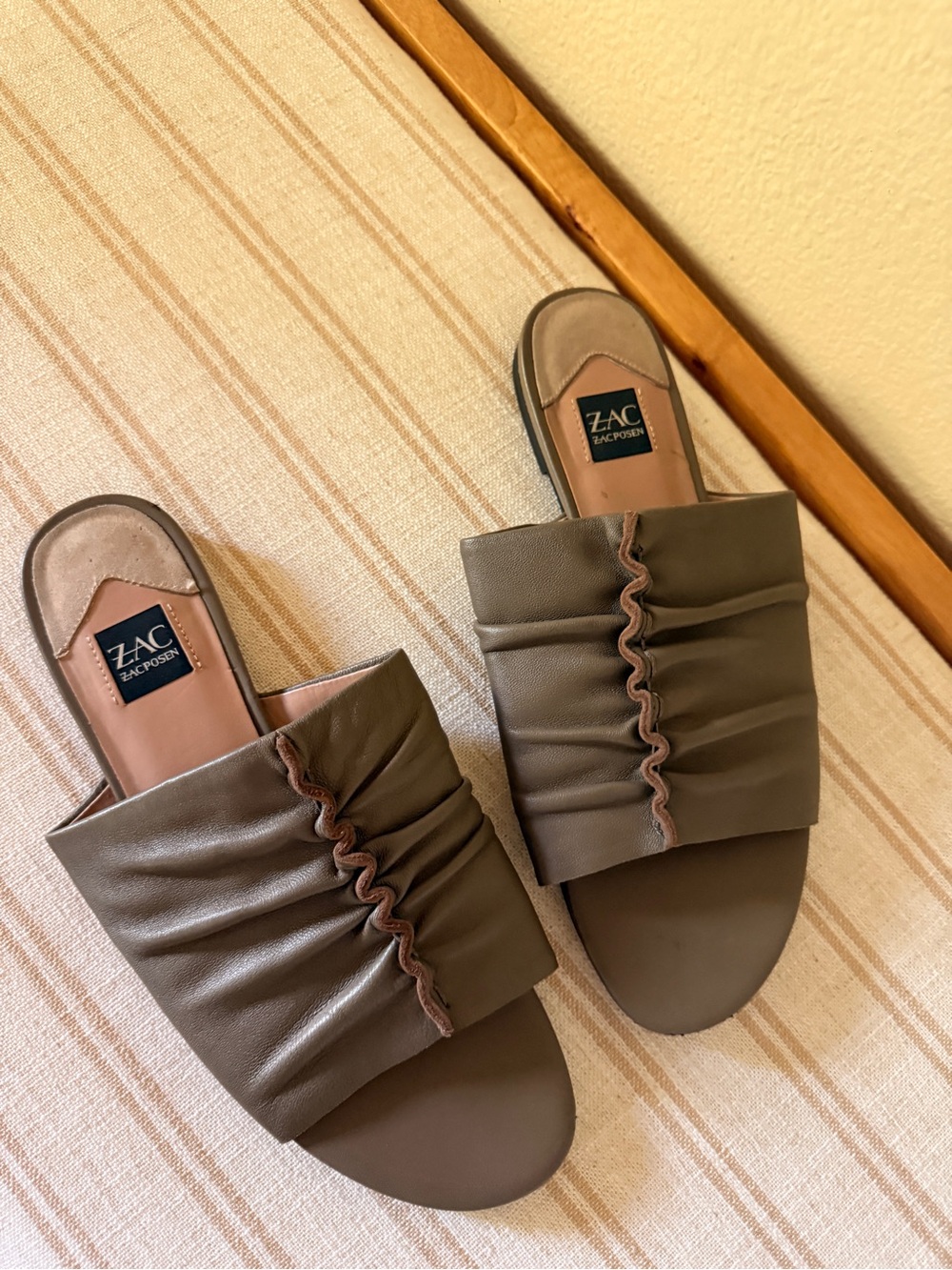 ZAC Zac Posen Olive Ruched Slide Mules